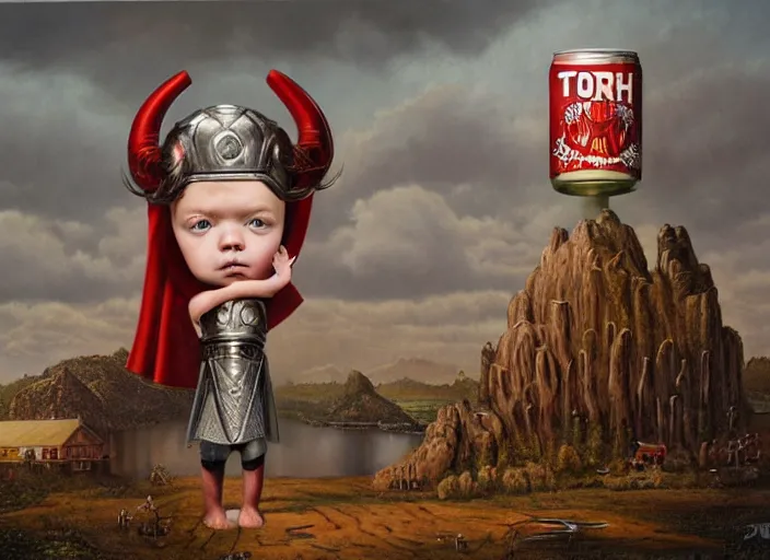 Image similar to thor beer, lowbrow, matte painting, 3 - d highly detailed, in the style of mark ryden,