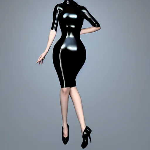 Prompt: a feminine curvy pale hot goth sweetie wearing a modest tight dark pearl-like latex-nylon high-neck dress, dark eyeshadow, eyelashes, cgsociety, photorealistic, sublime-hyperadvanced-amorous ambience, 16k, smooth, sharp focus, trending on ArtStation, volumetric lighting, fully clothed, thin waist