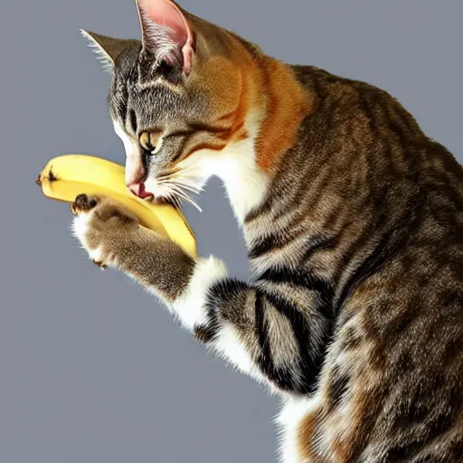 Image similar to cat eating banana