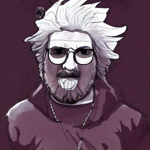 Prompt: jerry garcia anime. deviantart, artstation