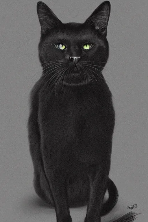 Image similar to a black cat wearing a overcoat portait photo profile picture hyperrealist concept art digital art