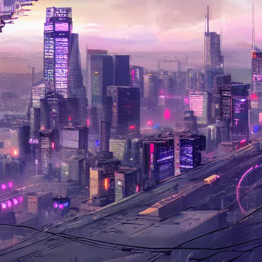 Image similar to a cyberpunk image of the city of Montreal by Masamune Shirow, high resolution, 8k
