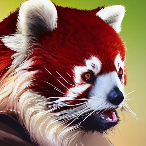 Image similar to red panda in white coat as apex legends character, digital illustration portrait design, by android jones and greg rutkowski, retrowave color scheme, detailed, cinematic lighting, wide angle action dynamic portrait