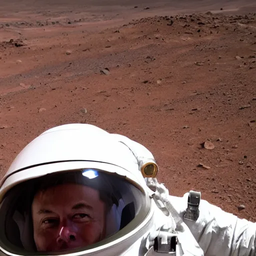 Image similar to Elon musk in a spacesuit on Mars