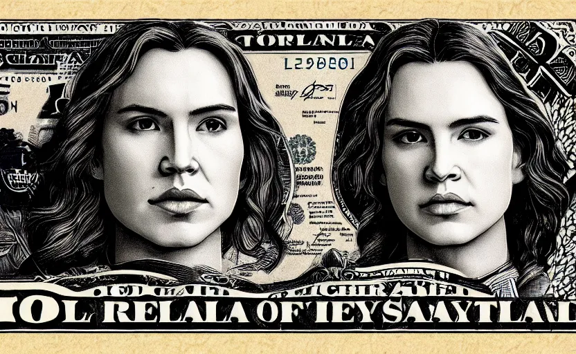 Image similar to reylo on a dollar bill