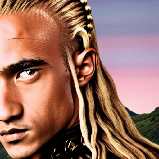 Prompt: Jaden Smith as Legolas in Lord of the Rings (2001)