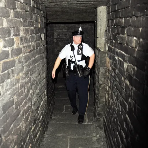 Image similar to a cardiff police officer in a dungeon