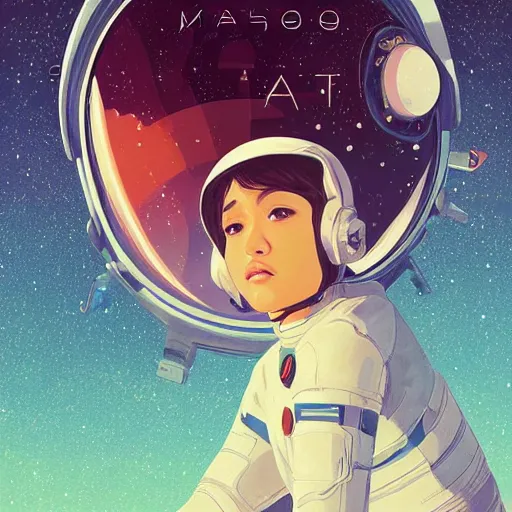 Prompt: jessica alba light novel illustration as an astronaut by makoto shinkai by victo ngai