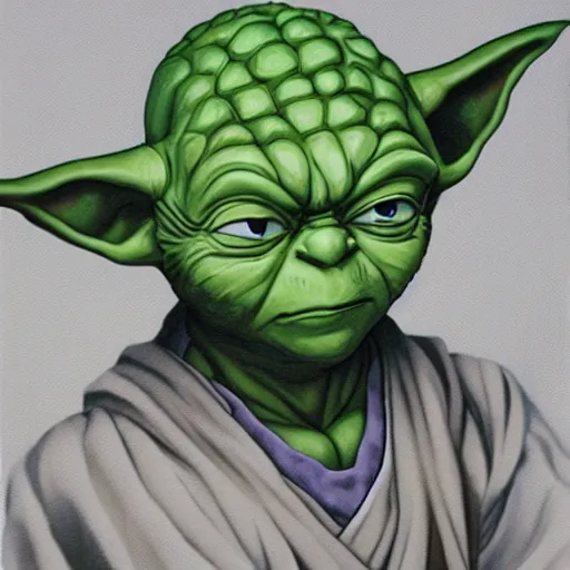 Image similar to portrait painting of yoda, art by akira toriyama, 4 k, dragon ball artstyle, cel shaded, highly detailed, epic lighting