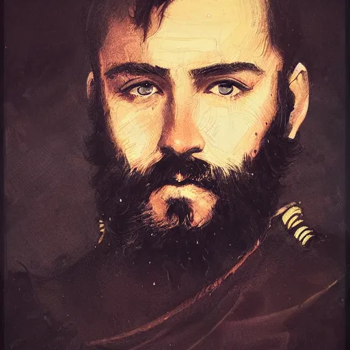 Image similar to portrait of a bearded spanish admiral alvaro de bazan, colourised, face portrait, epic, tragic, military art, fantasy, hd shot, digital portrait, beautiful, artstation, comic style, by artgerm, guy denning, jakub rozalski, magali villeneuve and charlie bowater