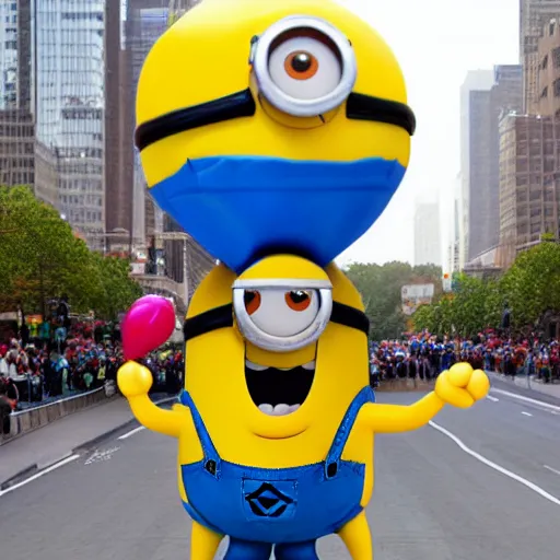 Image similar to minion macys parade thanks giving day balloon float realistic photo