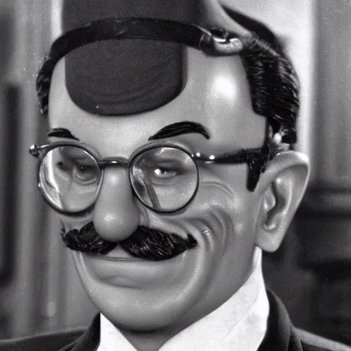 Image similar to president waluigi, 1 9 6 0, still, photograph, photo, black and white