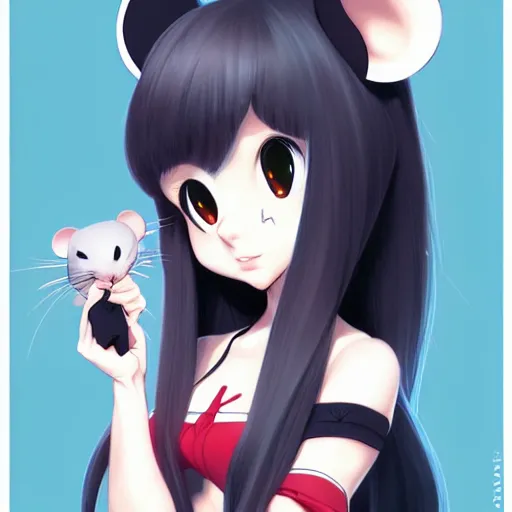 Prompt: fullbody portrait of anthropomorphic half - mouse cute anime girl, concept art, anime art, by a - 1 picture, trending on artstation artgerm, ross tran, bill ward, marc davis,