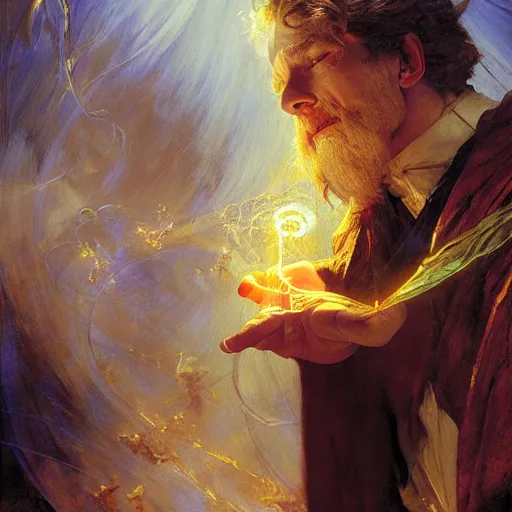 Image similar to stunning male wizard casting his anti - gravity spell, highly detailed painting by gaston bussiere, craig mullins, j. c. leyendecker, 8 k