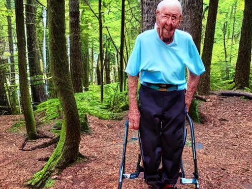 Prompt: an 85 year old man in a forest