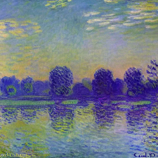 Prompt: a beautiful painting of Columbus Ohio Scioto river by Claude monet