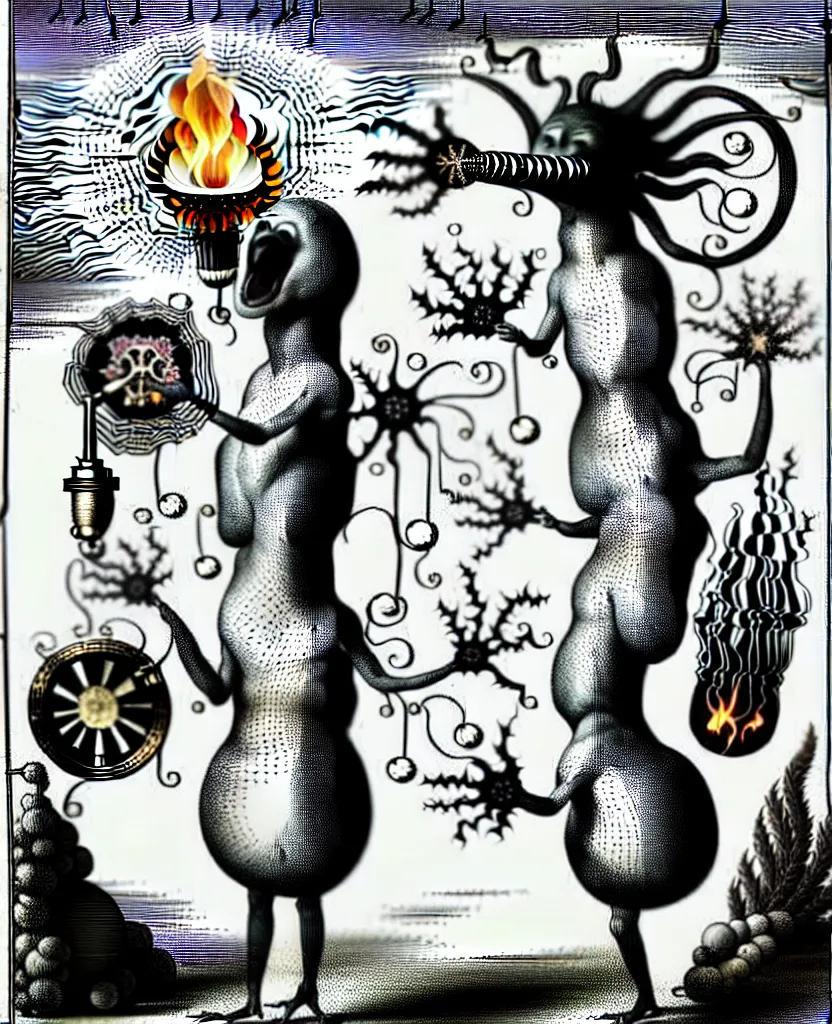 Image similar to whimsical freaky creature sings a unique canto about'as above so below'being ignited by the spirit of haeckel and robert fludd, breakthrough is iminent, glory be to the magic within