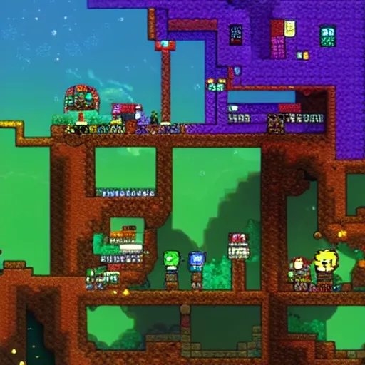 Image similar to Terraria video game, boss fight