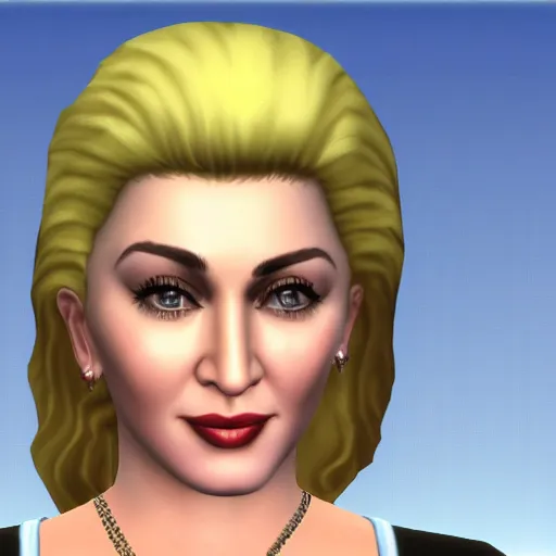 Prompt: a medium shot of madonna. snapshot from the sims