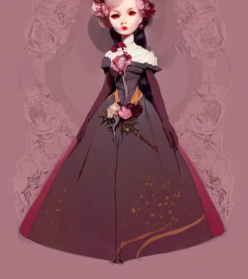 Prompt: portrait of a blythe doll in baroque dress design inspired by flower for fantasy world queen by atey ghailan, by greg rutkowski, by greg tocchini, by james gilleard, by joe fenton, by kaethe butcher, dynamic lighting