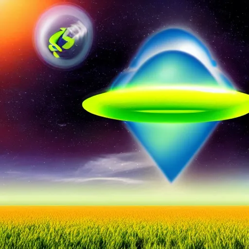 Image similar to UFO Alien Abduction on the Windows XP Default Wallpaper