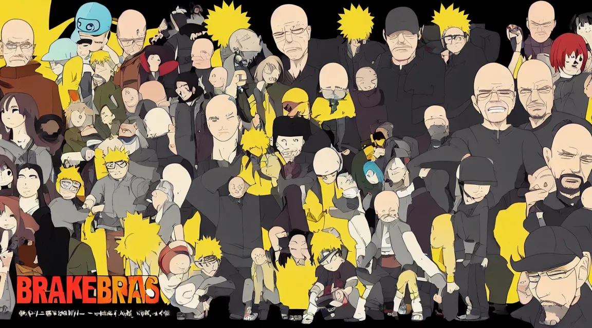 Image similar to Breaking Bad anime in the style of Naruto