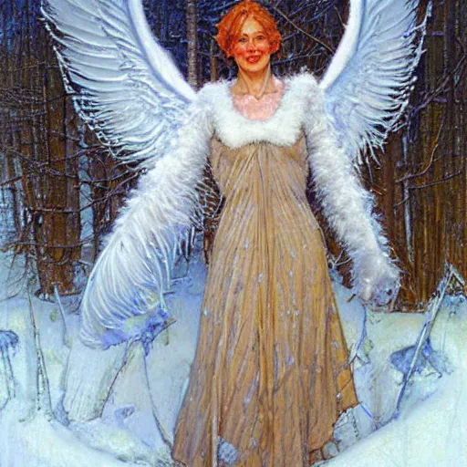 Prompt: portrait of a frost angel, by donato giancola and norman rockwell.