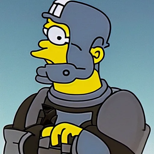 Prompt: homer simpson in futuristic body armor - n 4