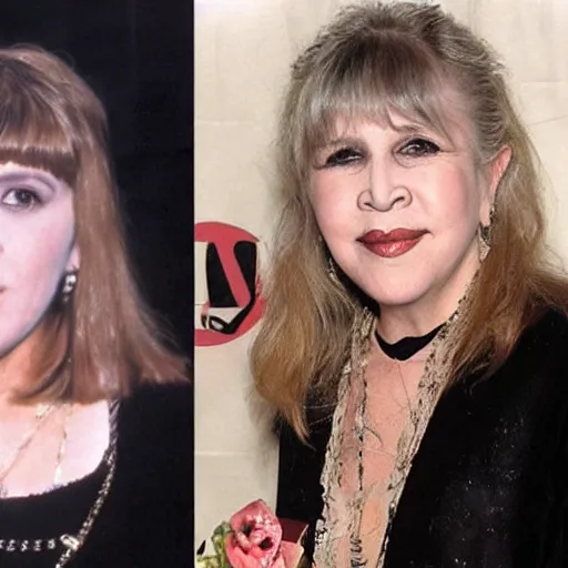Image similar to the daughter of stevie nicks and carrie fisher, looks exactly like either of them in a painting