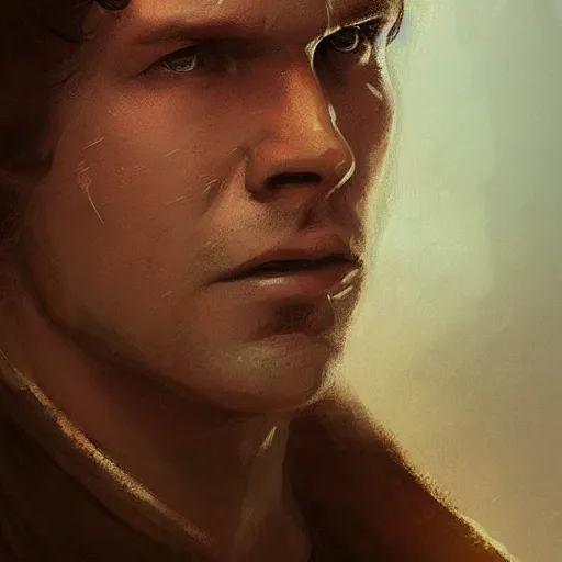 Image similar to portrait of a man by greg rutkowski, han solo, star wars expanded universe, he is about 3 0 years old, highly detailed portrait, digital painting, artstation, concept art, smooth, sharp foccus ilustration, artstation hq