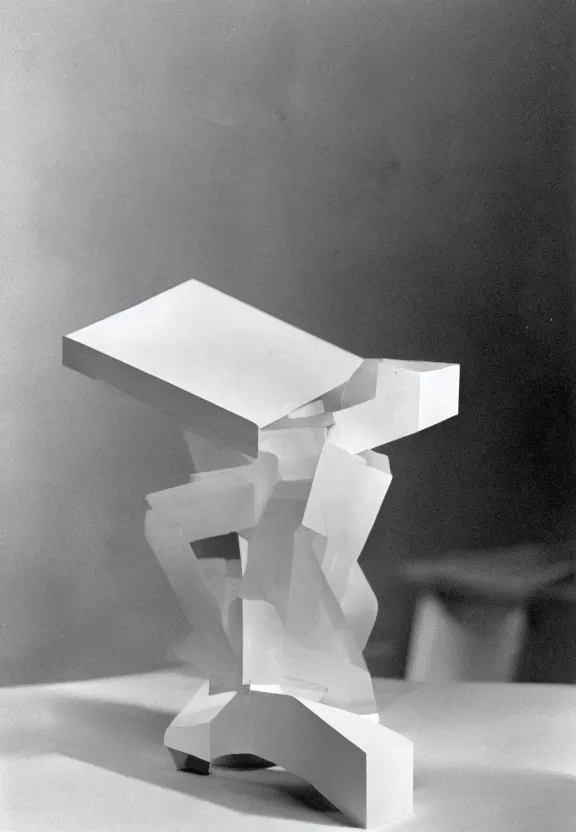 Image similar to a white object with writing on it sitting on a table, a surrealist sculpture by marcel duchamp, archival pigment print, 1 9 1 4, conceptual art, artwork, academic art, surrealist