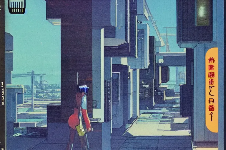 Prompt: 1 9 7 9 omni magazine cover of gated community in osaka. large modern houses. cyberpunk style by vincent di fate