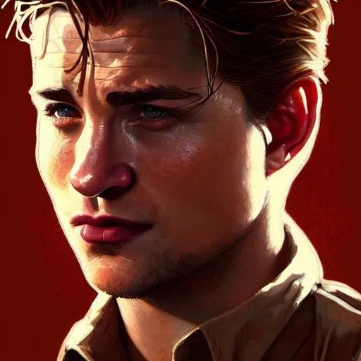 Image similar to A combination ofTom Holland's and Channing Tatum's and Robert Pattinson's faces as Nathan Drake, western, D&D, fantasy, intricate, elegant, highly detailed, digital painting, artstation, concept art, matte, sharp focus, illustration, art by Artgerm and Greg Rutkowski and Alphonse Mucha