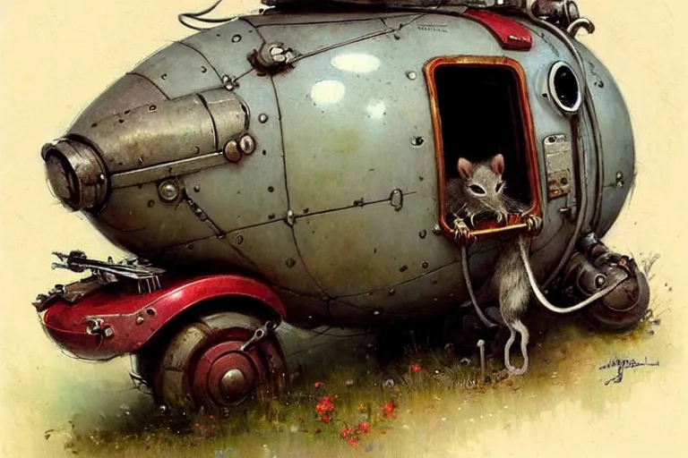 Image similar to adventurer ( ( ( ( ( 1 9 5 0 s retro future robot android rat house wagon. muted colors. ) ) ) ) ) by jean baptiste monge!!!!!!!!!!!!!!!!!!!!!!!!! chrome red