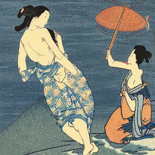 Prompt: the dream of the fisherman's wife by hokusai