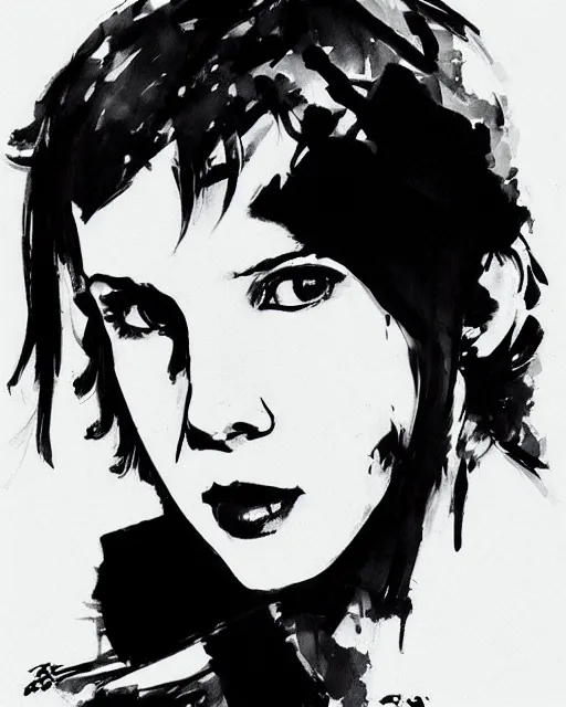 Image similar to close portrait of millie bobby brown by yoji shinkawa