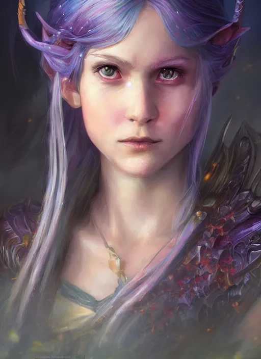 Image similar to young girl, ultra detailed fantasy, dndbeyond, bright, colourful, realistic, dnd character portrait, full body, pathfinder, pinterest, art by ralph horsley, dnd, rpg, lotr game design fanart by concept art, behance hd, artstation, deviantart, hdr render in unreal engine 5