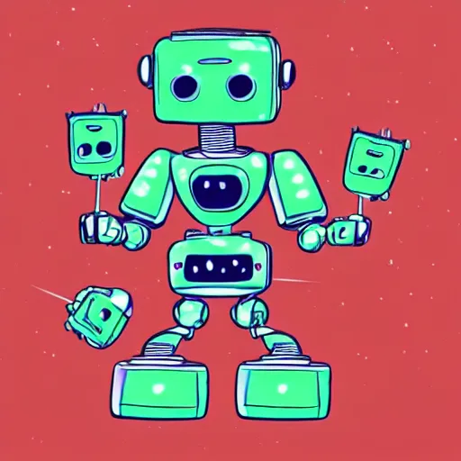 Image similar to cute robots partying