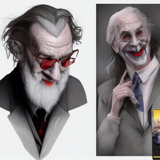 Image similar to Professor Dumbledore is the Joker, hyperdetailed, artstation, cgsociety, 8k