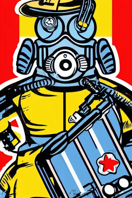 Image similar to fallout 7 6 retro futurist illustration art by butcher billy, sticker, colorful, illustration, highly detailed, simple, smooth and clean vector curves, no jagged lines, vector art, smooth andy warhol style