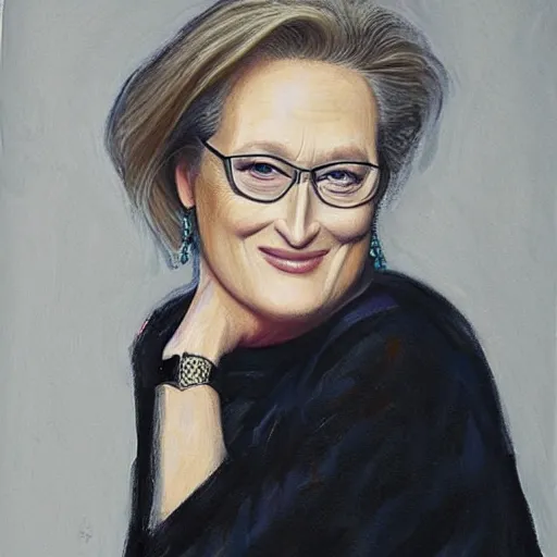Image similar to “Meryl Streep portrait, Marisa Aragon Ware”