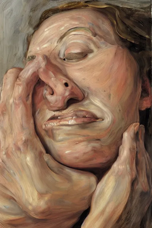 Image similar to a woman in bliss, in part by jenny saville, in part by lucian freud