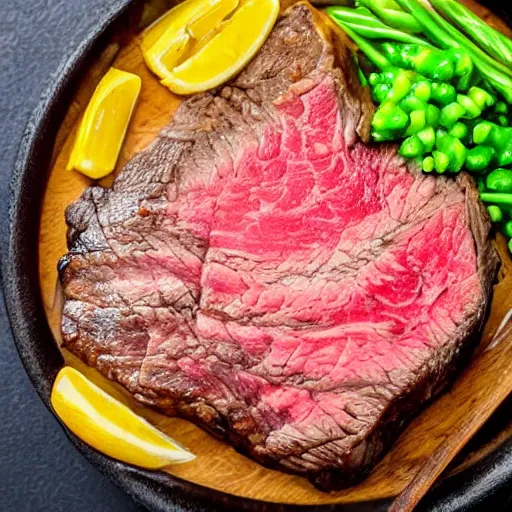 Image similar to a bowl of steak on a table 3 / 4 th view