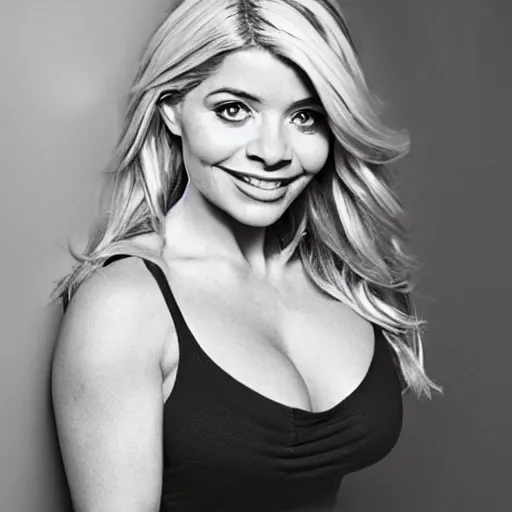 Image similar to holly Willoughby with the physique of a body builder, hyper realistic, ultra detailed, cinematic, dynamic lighting, photorealistic, refined, intricate, digital art, digital painting, masterpiece, 8k