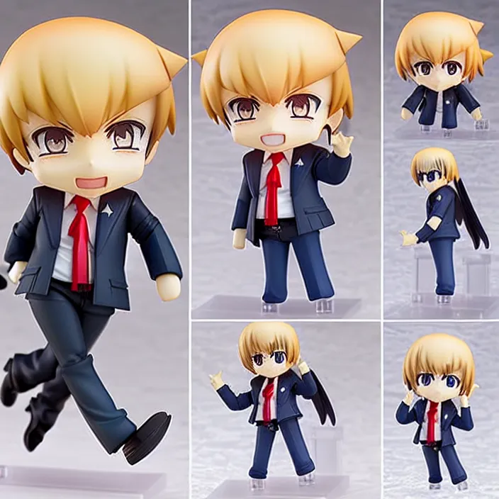 Image similar to An anime Nendoroid figurine of Donald Trump, fantasy, figurine , product photo