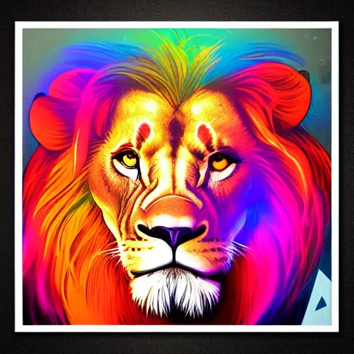 Prompt: lion, epic retrowave art, trending on art station