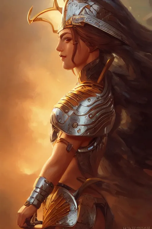 Image similar to amazon valkyrie athena, d & d, fantasy, portrait, highly detailed, headshot, digital painting, trending on artstation, concept art, sharp focus, illustration, art by artgerm and greg rutkowski and magali villeneuve