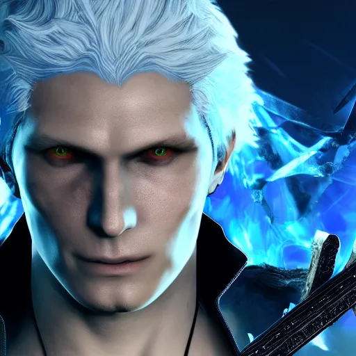 Image similar to vergil from dmc 5 digital art