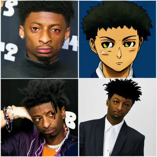 Prompt: anime 21 Savage