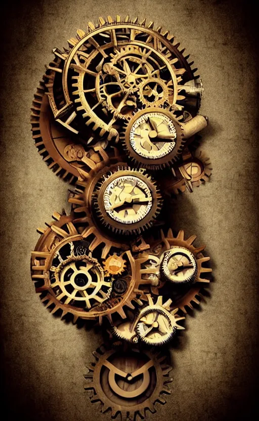 Image similar to steampunk queen, modern art, gears, steam